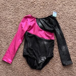 Pink and Black Long Sleeve Leotard NWT!!
